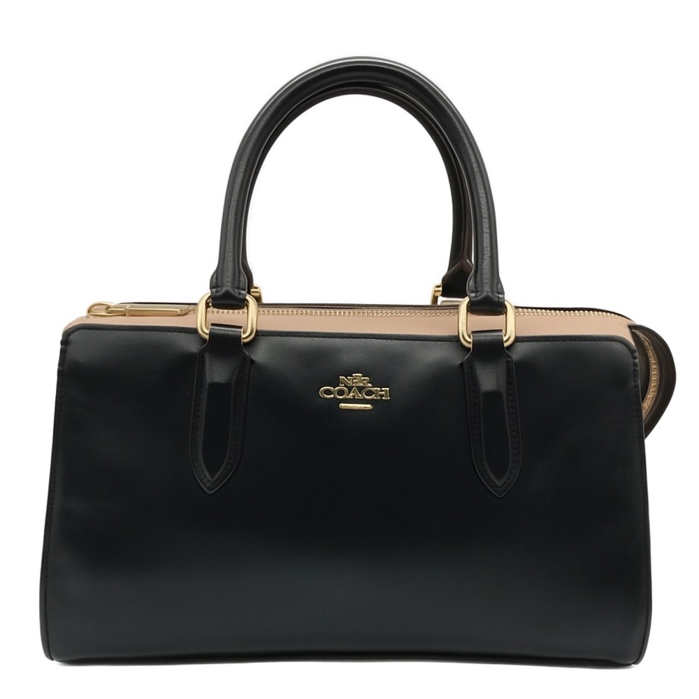 Coach Black & Tan Leather Satchel